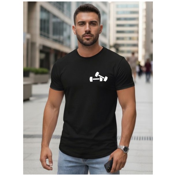 Čierne tričko s logom na voľný čas - XXL