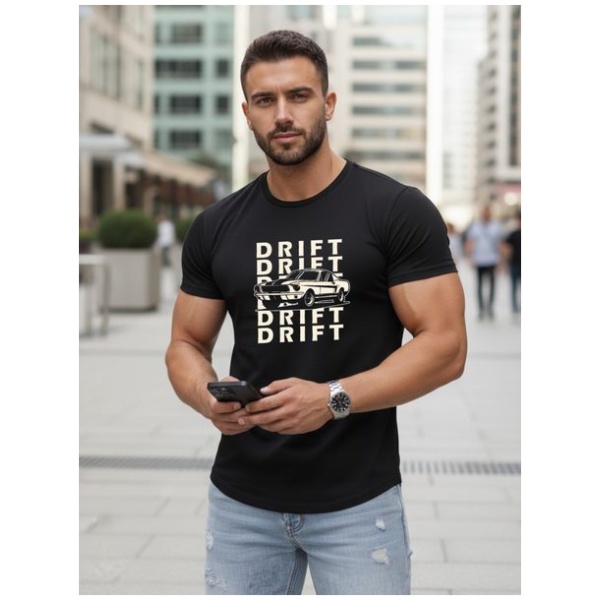 Čierne tričko s originálnym nápisom DRIFT - XXL