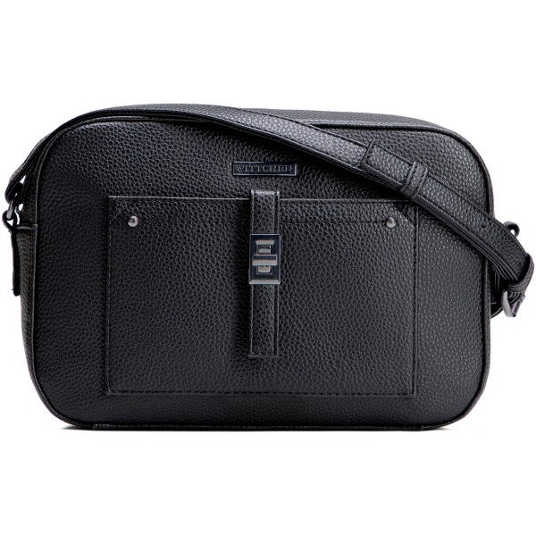 Čierno-grafitová crossbody kabelka z imitácie kože s prešívaním a ozdobnými cvokmi 29-4Y-001-BG1