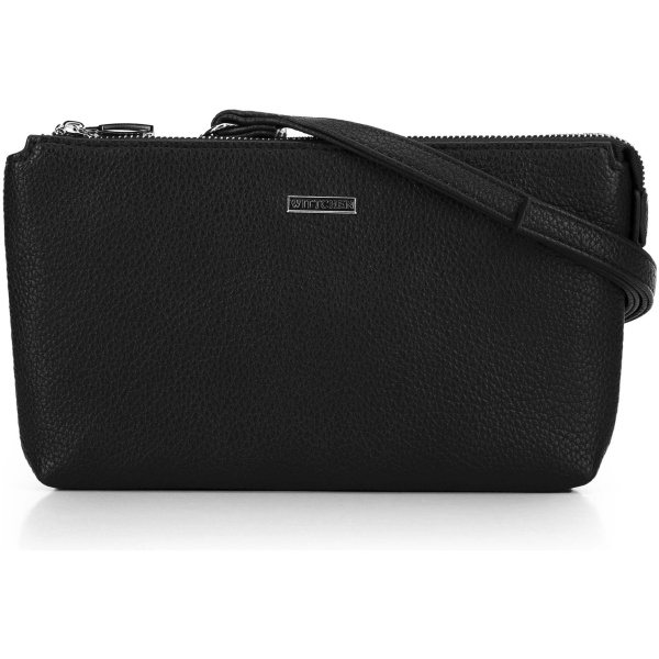 Čierno-strieborná dvojkomorová crossbody kabelka z imitácie kože 29-4Y-607-1S