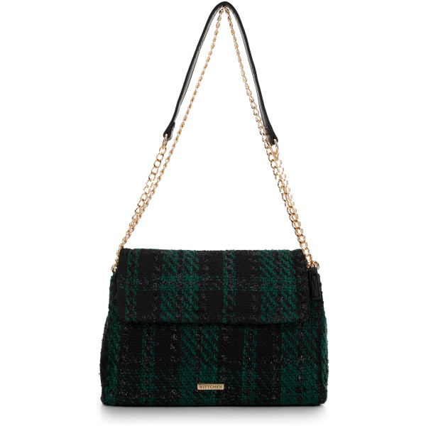 Čierno-zelená crossbody kabelka 99-4Y-413-1Z