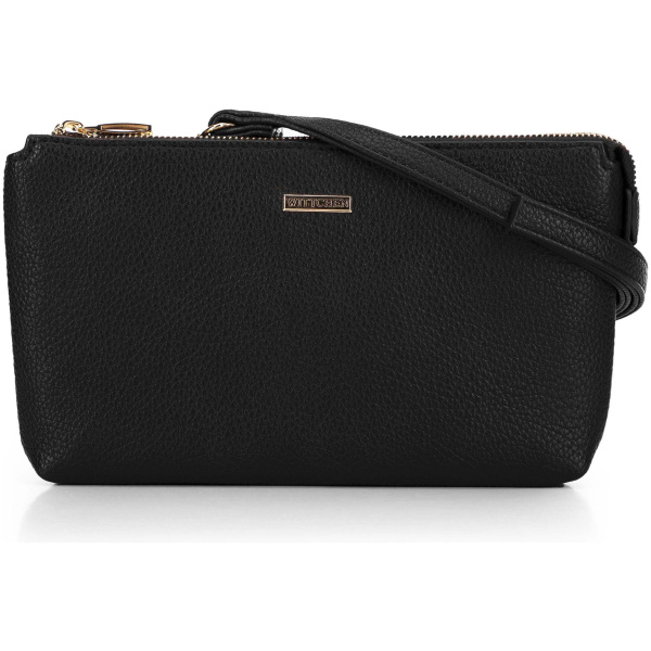 Čierno-zlatá dvojkomorová crossbody kabelka z imitácie kože 29-4Y-607-1G