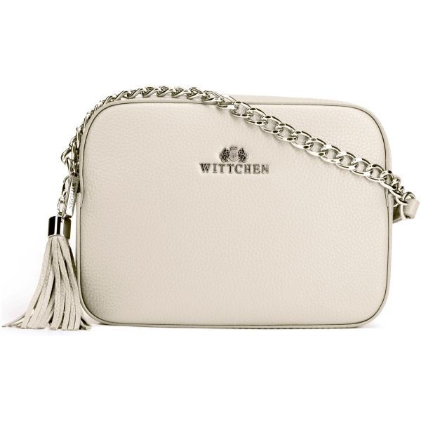 Crossbody kabelka z prírodnej kože s retiazkou 29-4E-015-0
