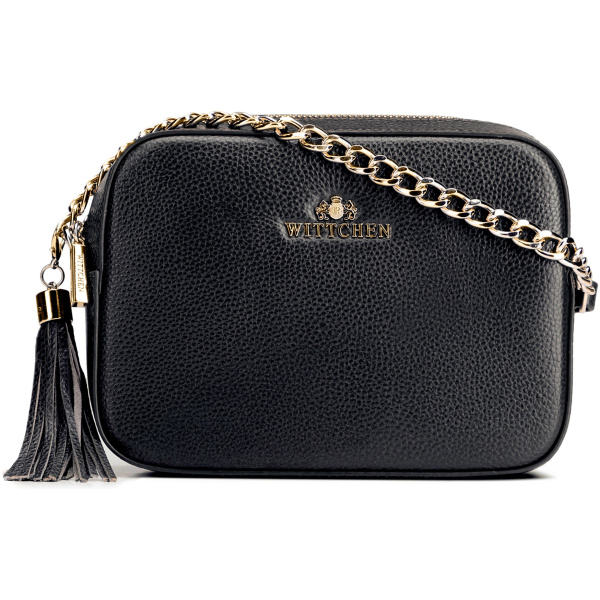 Crossbody kabelka z prírodnej kože s retiazkou 29-4E-015-1G
