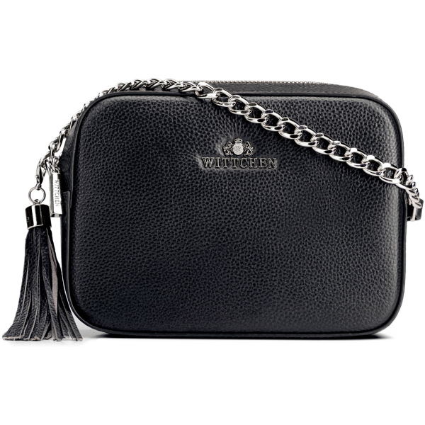 Crossbody kabelka z prírodnej kože s retiazkou 29-4E-015-1S