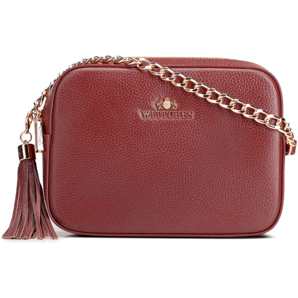 Crossbody kabelka z prírodnej kože s retiazkou 29-4E-015-3