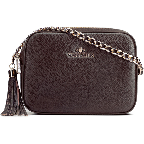 Crossbody kabelka z prírodnej kože s retiazkou 29-4E-015-4