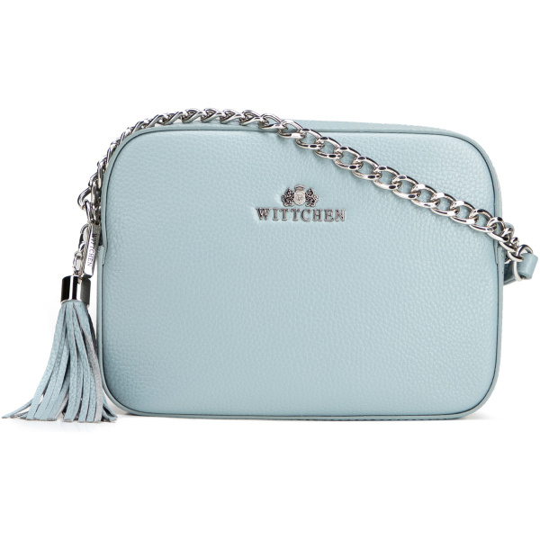 Crossbody kabelka z prírodnej kože s retiazkou 29-4E-015-7