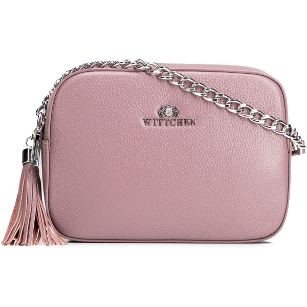 Crossbody kabelka z prírodnej kože s retiazkou 29-4E-015-F