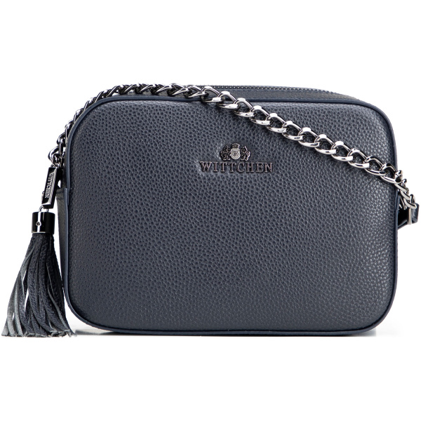 Crossbody kabelka z prírodnej kože s retiazkou 29-4E-015-N