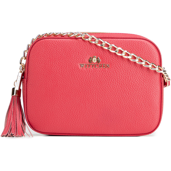 Crossbody kabelka z prírodnej kože s retiazkou 29-4E-015-P