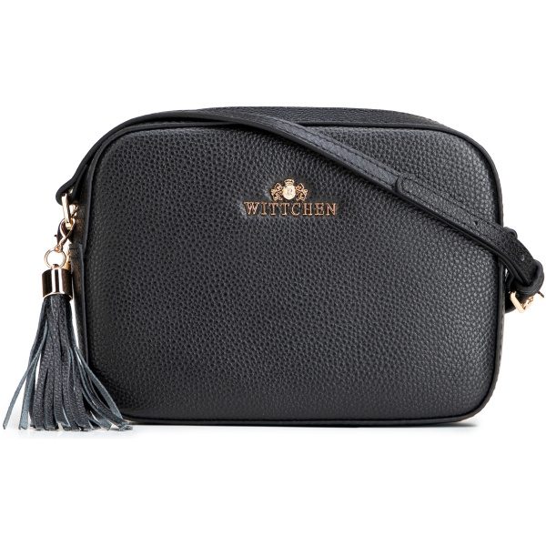 Crossbody kabelka z prírodnej kože so strapcom 29-4E-014-1G