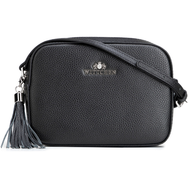 Crossbody kabelka z prírodnej kože so strapcom 29-4E-014-1S
