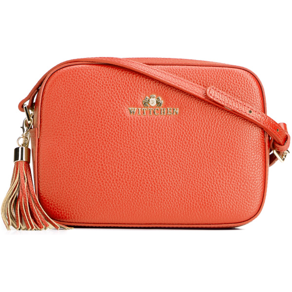 Crossbody kabelka z prírodnej kože so strapcom 29-4E-014-6