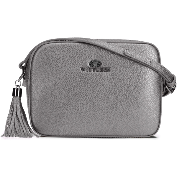 Crossbody kabelka z prírodnej kože so strapcom 29-4E-014-S