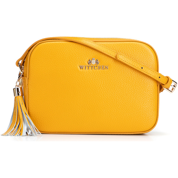 Crossbody kabelka z prírodnej kože so strapcom 29-4E-014-Y
