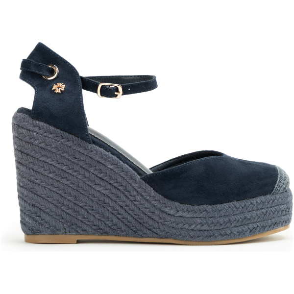 Dámske espadrilky na klinovom podpätku modré 100-DP-804-N