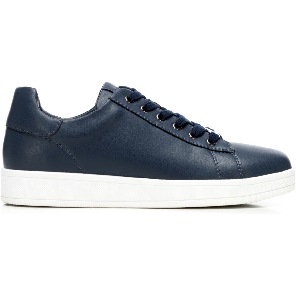 Dámske kožené sneakersy na platforme modré 101-D-972-N