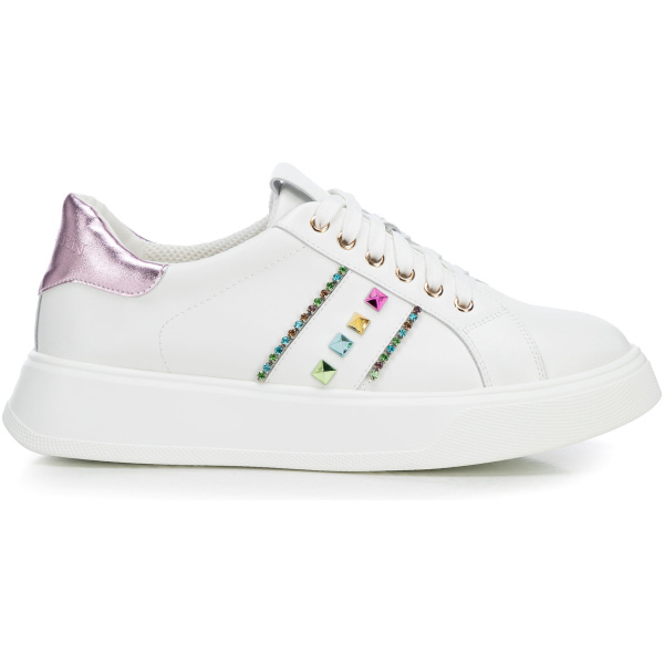 Dámske kožené sneakersy ružové 100-DP-500-P