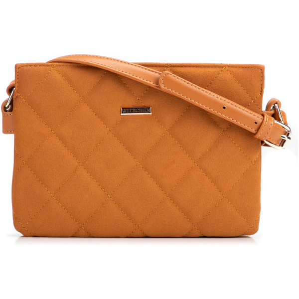 Dvojkomorová crossbody kabelka z imitácie semišu s prešívaním 94-4Y-618-4