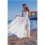 EMO Biele spoločenské šaty na ramienka s krajkou a rozparkom Veľkosť: M