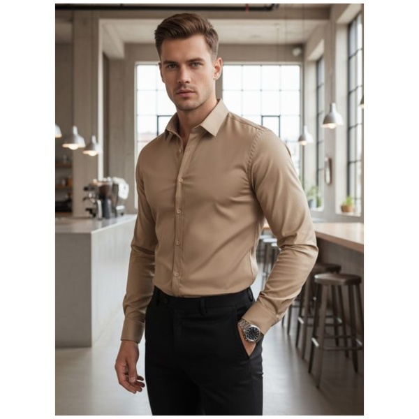 Elegantná béžová pánska košeľa - L