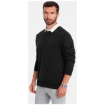 Elegantná čierna mikina s polo golierom V6 SSNZ-0132 - M