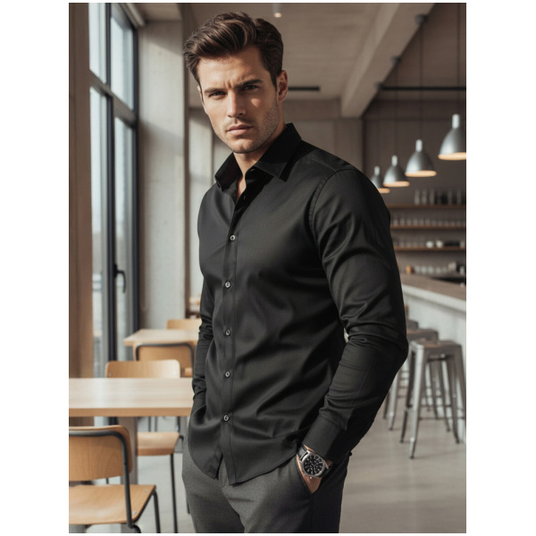 Elegantná čierna pánska košeľa Dstreet DX2599