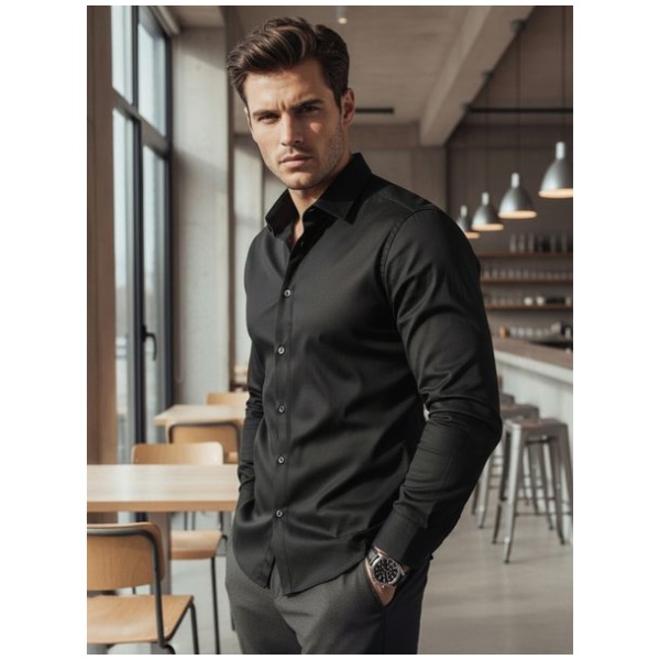 Elegantná čierna pánska košeľa - M