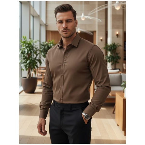 Elegantná pánska košeľa v kávovej farbe - 3XL