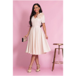 Elizabeth Collection Béžové midi šaty s ružami Veľkosť: XXL
