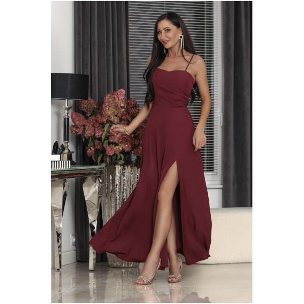 Elizabeth Collection Bordové spoločenské šaty na ramienka Veľkosť: XL