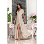 Elizabeth Collection Vanilkové trblietavé šaty s rozparkom Veľkosť: XL