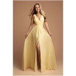 Eva & Lola Žlté šifónové šaty s rozparkom Veľkosť: M