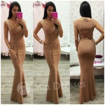 Hnedé dlhé spoločenské šaty Veľkosť: L