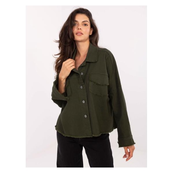 Khaki oversized džínsová bunda RUE PARIS