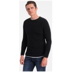 Klasický čierny sveter s okrúhlym výstrihom V1 SWSW-0103 - XXL