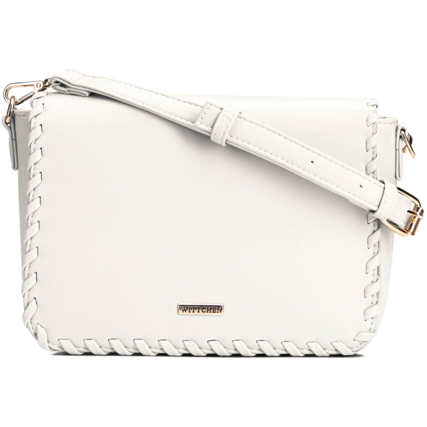 Krémová crossbody kabelka s klopou 100-4Y-235-0