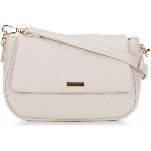 Krémová crossbody kabelka z imitácie kože s prešívaním 29-4Y-609-0