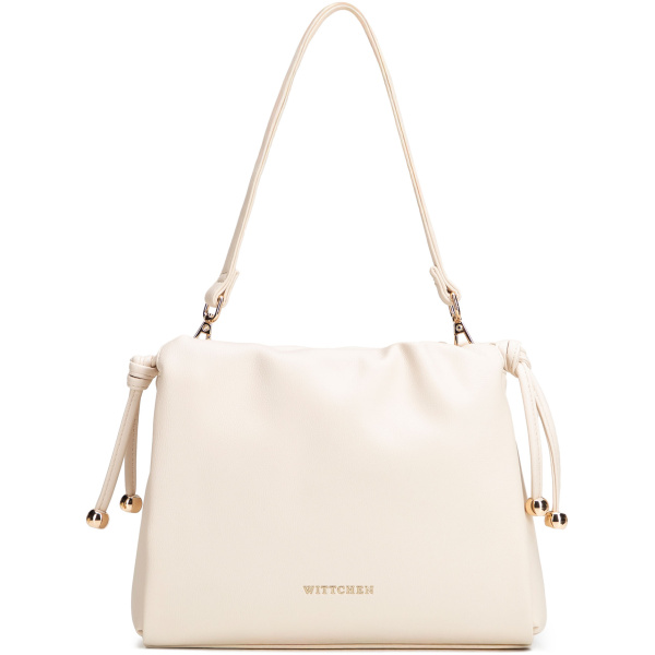 Krémová crossbody kabelka z imitácie kože so šnúrkami 102-4Y-406-0