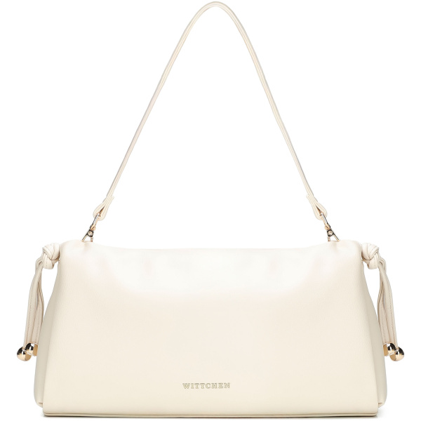 Krémová crossbody kabelka z imitácie kože so šnúrkami 102-4Y-407-0