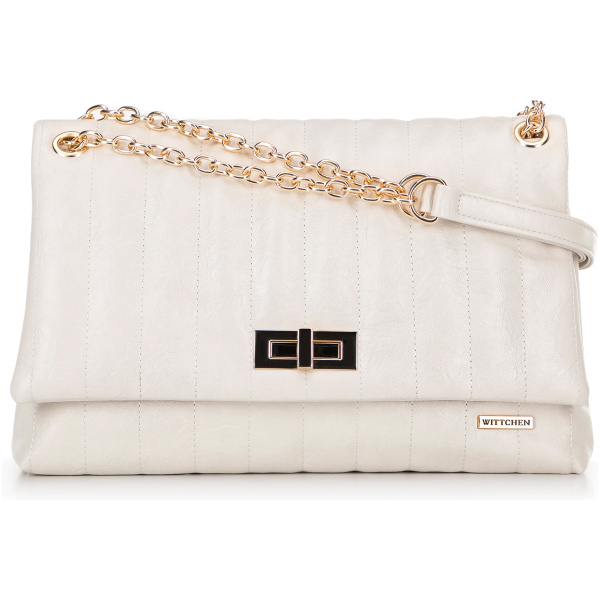 Krémová dvojkomorová crossbody kabelka z imitácie kože 100-4Y-418-0