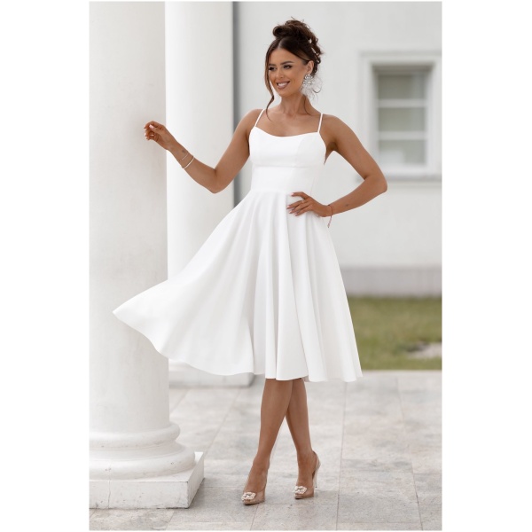Lacoria Biele midi šaty na ramienka Veľkosť: XS