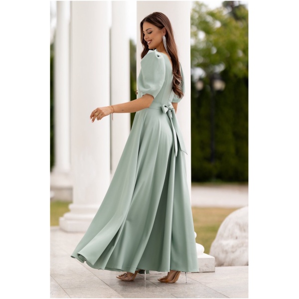 Lacoria Zelené spoločenské šaty s balónovými rukávmi Veľkosť: M