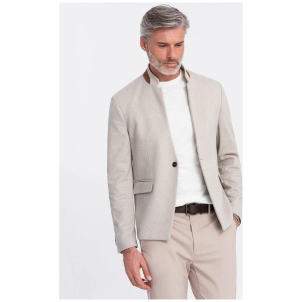 Nadčasové béžové sako so stojačikom V3 BLZB-0131 - XL