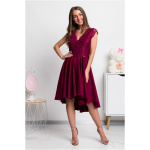 Numoco Bordové asymetrické šaty s čipkou a krátkymi rukávmi Veľkosť: XXL