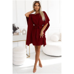 Numoco Bordové krátke šaty s voľnými rukávmi Veľkosť: XXL