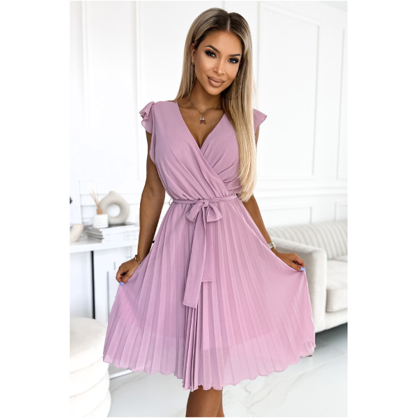 Numoco Staroružové midi šaty s volánikovými rukávmi Veľkosť: S