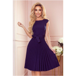 Numoco Tmavomodré midi šaty so skladanou sukňou Veľkosť: XS