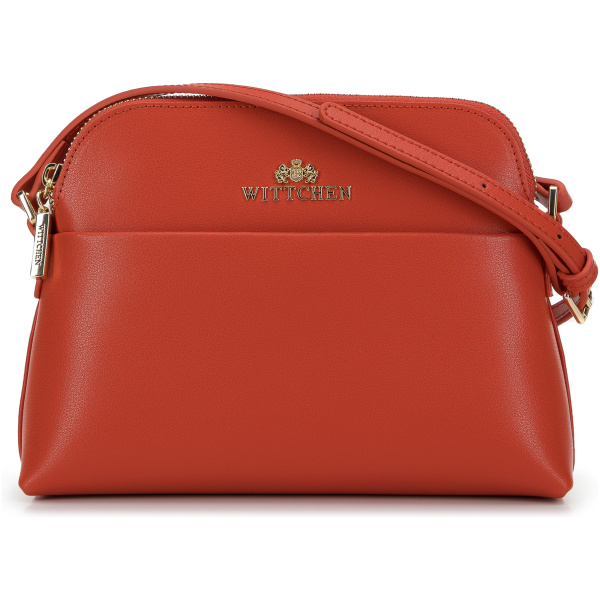 Oranžová sedlová crossbody kabelka z prírodnej kože 29-4E-021-6